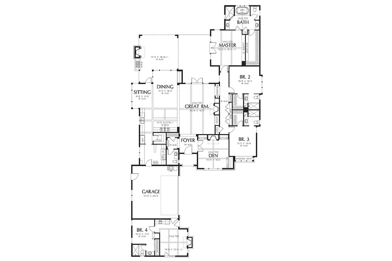 Architectural House Design - Floor Plan - Main Floor for Traditional House Plan #48-859 - 4 bed, 4.5 bath