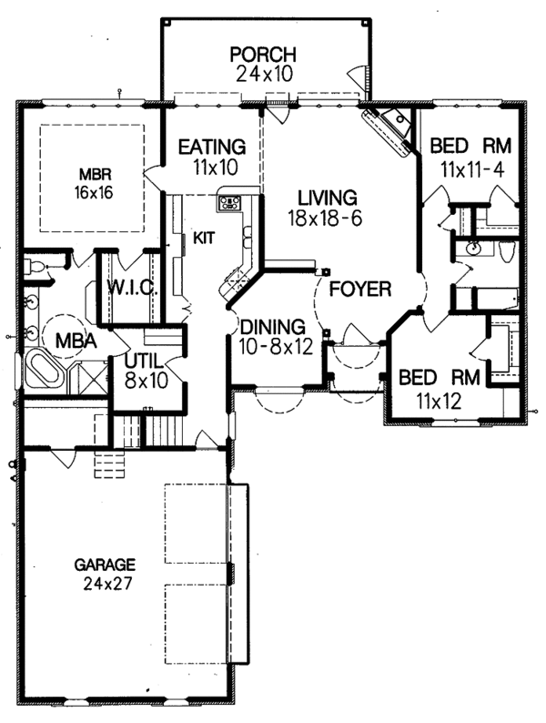 House Design - Ranch Floor Plan - Main Floor Plan #15-375