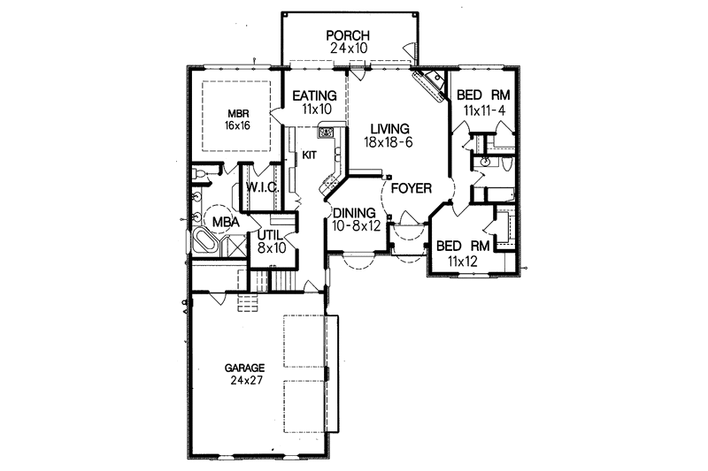 Dream House Plan - Floor Plan - Main Floor for Ranch House Plan #15-375 - 3 bed, 2 bath