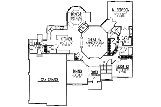 Floor Plan - Main Floor for European House Plan #9-103 - 4 bed, 3 bath