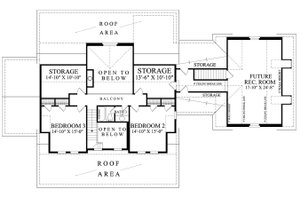 Colonial style, Southern design house plan, upper level floorplan