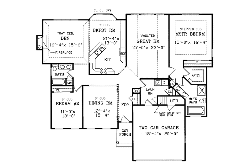 Home Plan - Floor Plan - Main Floor for European House Plan #314-227 - 3 bed, 2 bath