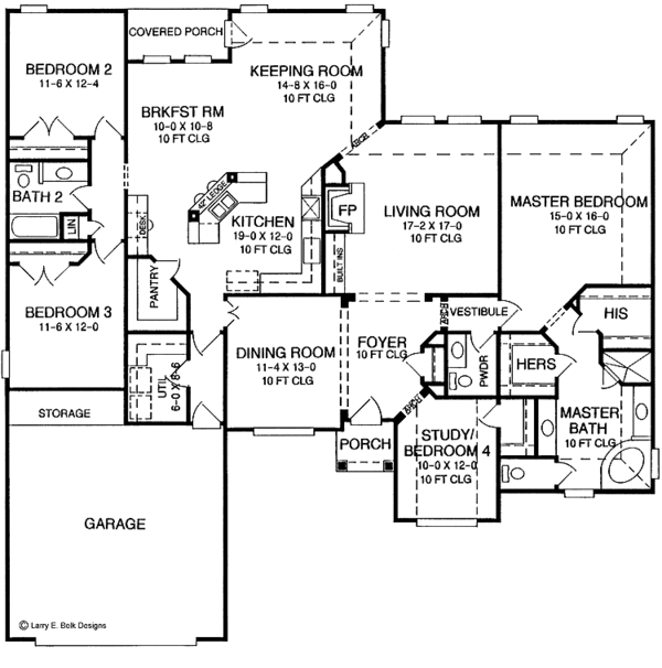 Architectural House Design - Ranch Floor Plan - Main Floor Plan #952-132