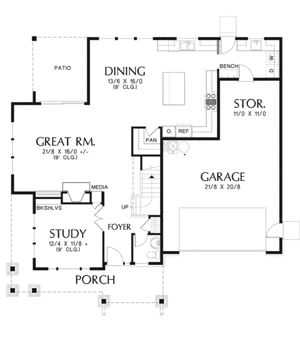 Architectural House Design - Craftsman Floor Plan - Main Floor Plan #48-914