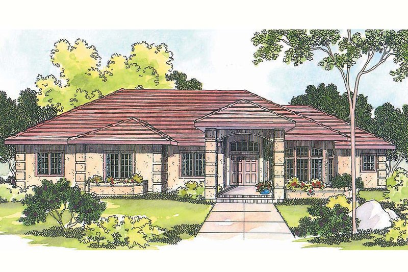 Dream House Plan - Mediterranean Exterior - Front Elevation Plan #124-348