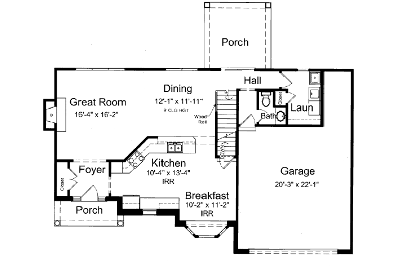 Architectural House Design - Floor Plan - Main Floor for Country House Plan #46-452 - 3 bed, 2.5 bath