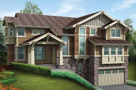 Exterior - Front Elevation 3 for Craftsman House Plan #132-466 - 4 bed, 4 bath