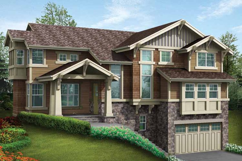 Home Plan - Exterior - Front Elevation 3 for Craftsman House Plan #132-466 - 4 bed, 4 bath