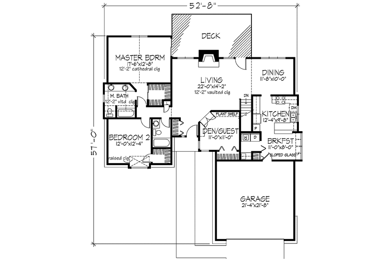 Dream House Plan - Floor Plan - Main Floor for Prairie House Plan #320-1119 - 2 bed, 2 bath