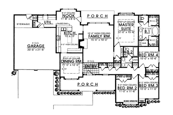 Floor Plan - Main Floor for Country House Plan #40-120 - 4 bed, 2 bath