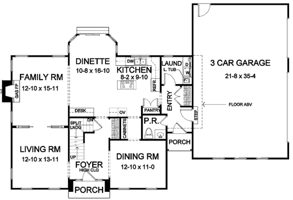 House Blueprint - Colonial Floor Plan - Main Floor Plan #328-415