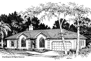 Mediterranean Exterior - Front Elevation Plan #56-664