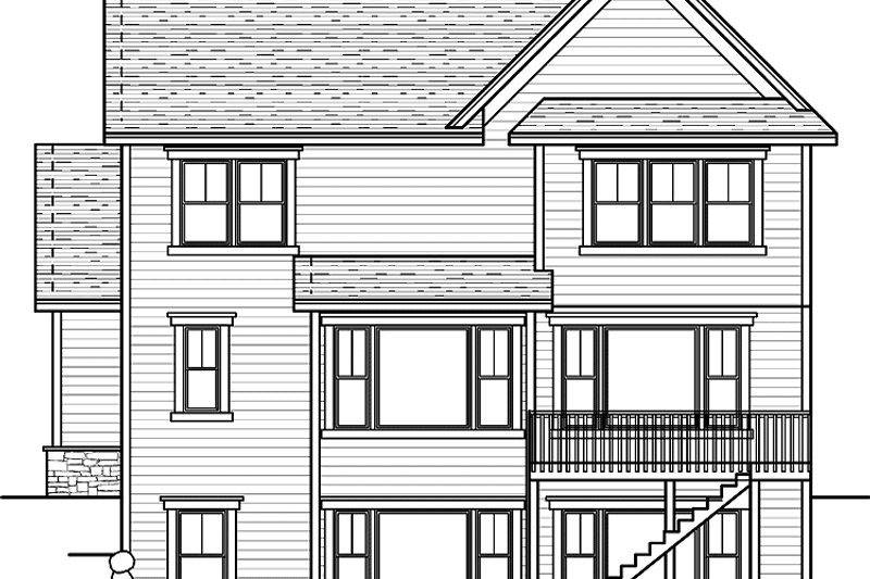 Home Plan - Exterior - Rear Elevation for European House Plan #51-626 - 3 bed, 2.5 bath