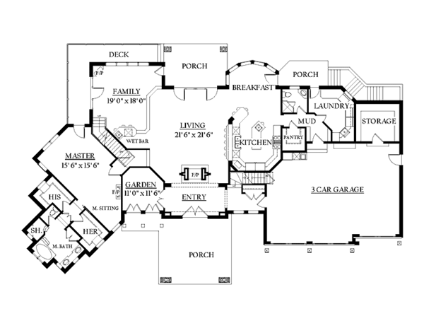 Architectural House Design - European Floor Plan - Main Floor Plan #937-19