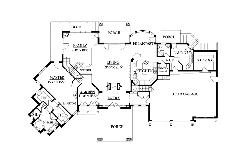 Architectural House Design - Floor Plan - Main Floor for European House Plan #937-19 - 5 bed, 6.5 bath