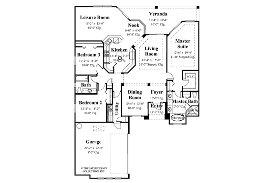 Floor Plan - Main Floor for Mediterranean House Plan #930-390 - 3 bed, 2 bath