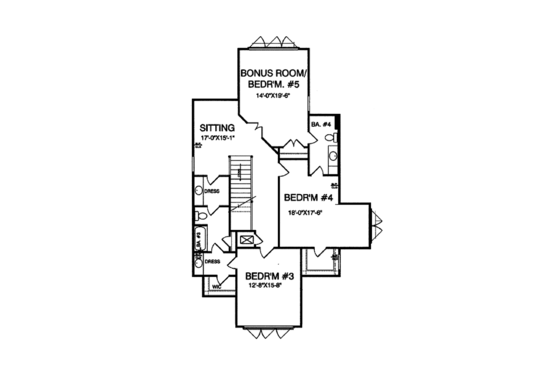 Floor Plan - Upper Floor for Craftsman House Plan #37-279 - 5 bed, 4 bath