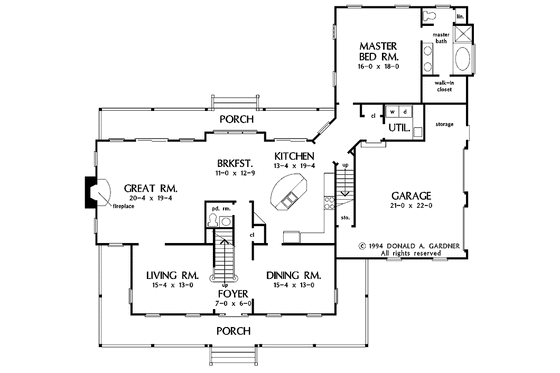 Floor Plan - Main Floor for Country House Plan #929-208 - 3 bed, 3.5 bath