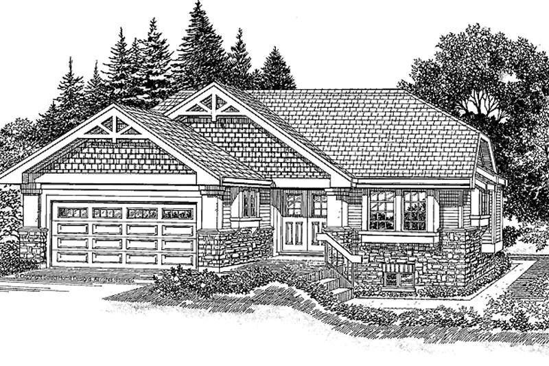 Architectural House Design - Craftsman Exterior - Front Elevation Plan #47-909