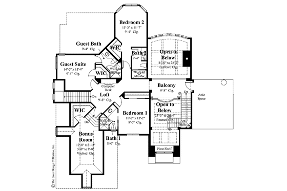 Floor Plan - Upper Floor for Mediterranean House Plan #930-266 - 4 bed, 4.5 bath