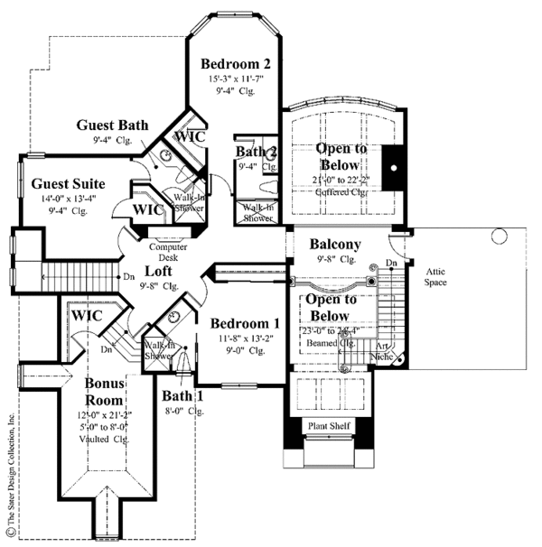 Mediterranean Floor Plan - Upper Floor Plan #930-266