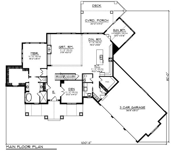 Dream House Plan - Craftsman Floor Plan - Main Floor Plan #70-1487