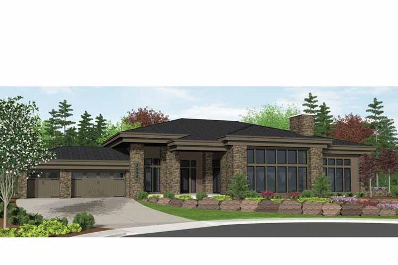 Architectural House Design - Exterior - Front Elevation 3 for Contemporary House Plan #943-19 - 3 bed, 2 bath