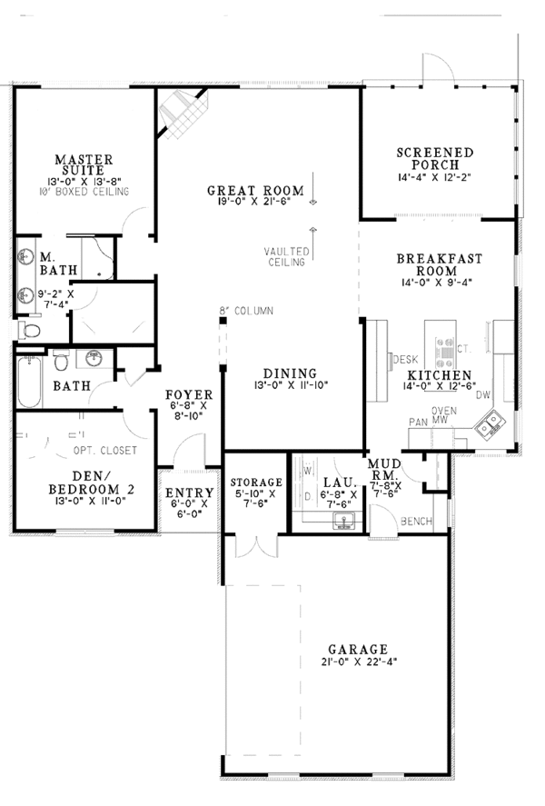 Home Plan - Ranch Floor Plan - Main Floor Plan #17-3187