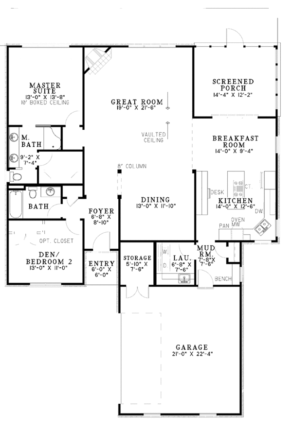 Dream House Plan - Ranch Floor Plan - Main Floor Plan #17-3187