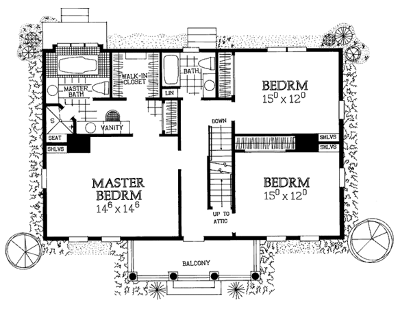 Architectural House Design - Classical Floor Plan - Upper Floor Plan #72-983