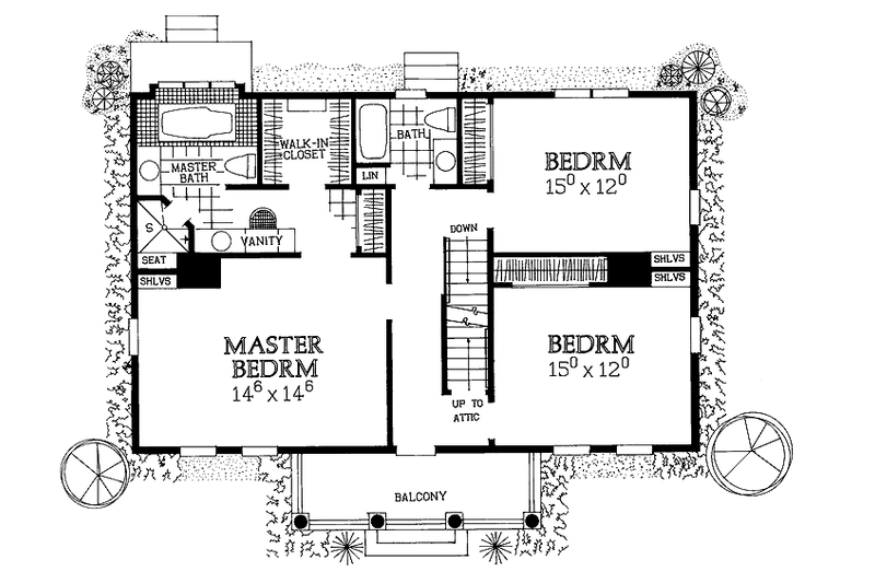 House Blueprint - Floor Plan - Upper Floor for Classical House Plan #72-983 - 4 bed, 3.5 bath