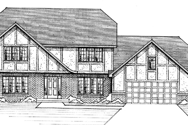 Architectural House Design - Tudor Exterior - Front Elevation Plan #51-878