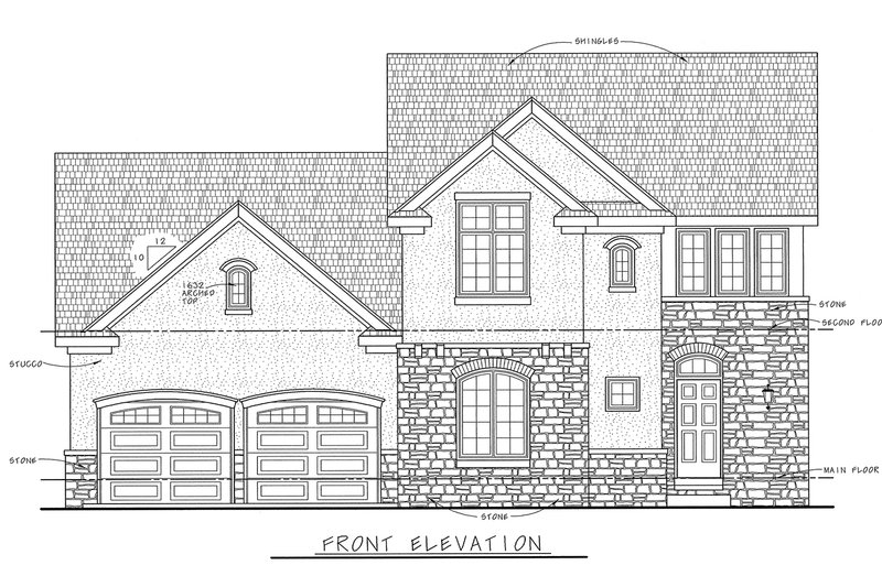 Home Plan - Exterior - Front Elevation 3 for European House Plan #20-1403 - 3 bed, 3 bath