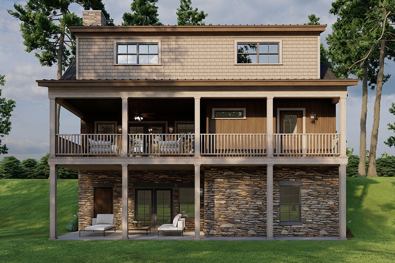 Architectural House Design - Exterior - Rear Elevation 1 for Cottage House Plan #923-322 - 3 bed, 3 bath