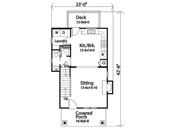 House Blueprint - Bungalow Floor Plan - Main Floor Plan #22-598