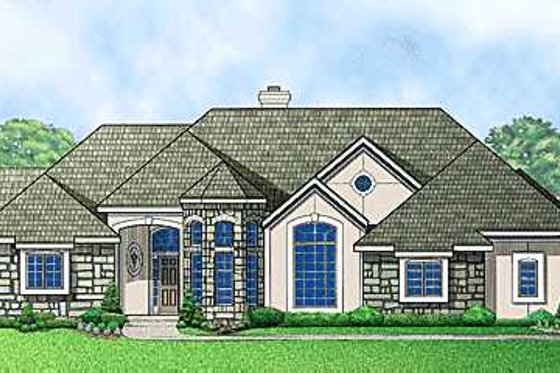 Exterior - Front Elevation for European House Plan #67-217 - 3 bed, 3 bath