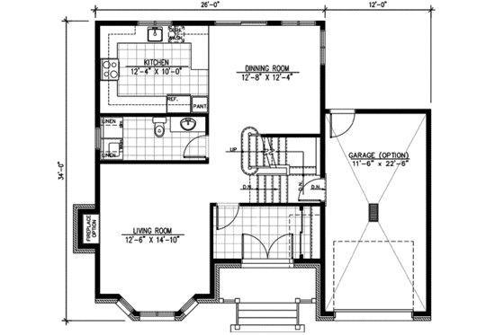 Floor Plan - Main Floor for Cottage House Plan #138-137 - 3 bed, 1.5 bath