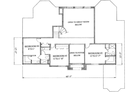 Floor Plan - Upper Floor for Traditional House Plan #136-104 - 4 bed, 3.5 bath