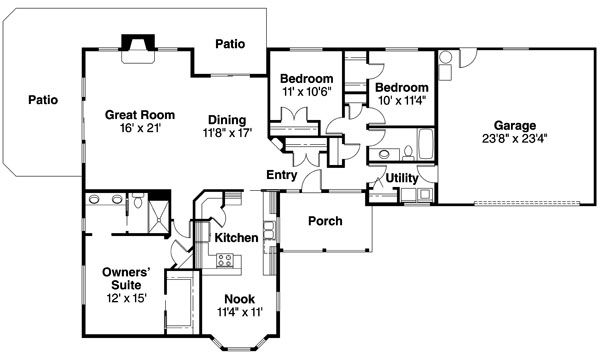 House Plan Design - Ranch Floor Plan - Main Floor Plan #124-710