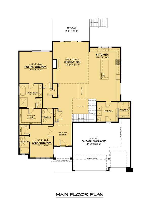 House Blueprint - Contemporary Floor Plan - Main Floor Plan #1066-192