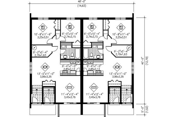 Floor Plan - Lower Floor for Contemporary House Plan #25-337 - 2 bed, 1 bath