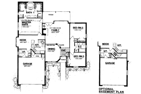 Floor Plan - Main Floor for European House Plan #40-308 - 3 bed, 2 bath