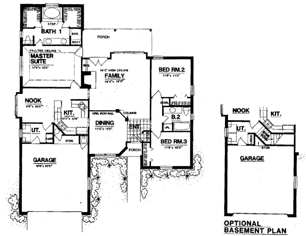 Floor Plan - Main Floor for European House Plan #40-308 - 3 bed, 2 bath