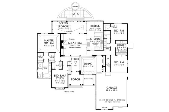 Floor Plan - Main Floor for European House Plan #929-27 - 4 bed, 3 bath