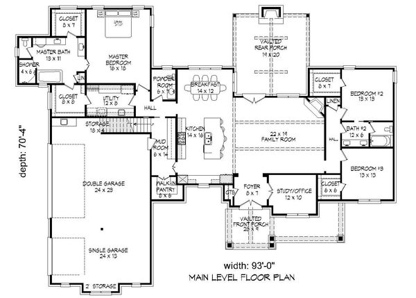 Country Floor Plan - Main Floor Plan #932-93