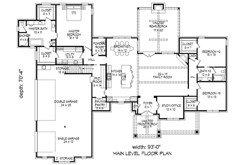 Dream House Plan - Floor Plan - Main Floor for Country House Plan #932-93 - 3 bed, 2.5 bath