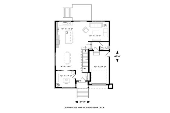 Floor Plan - Main Floor for Contemporary House Plan #23-2647 - 4 bed, 3.5 bath