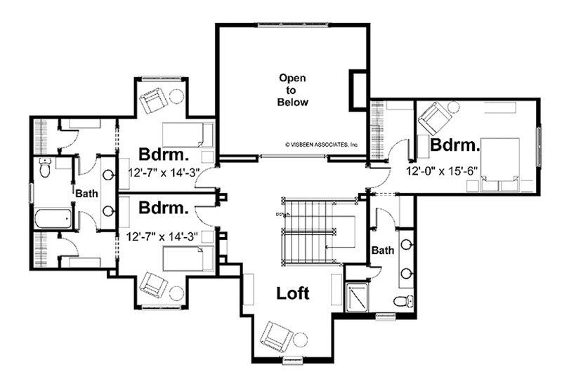 Architectural House Design - Floor Plan - Upper Floor for Farmhouse House Plan #928-413 - 4 bed, 3.5 bath