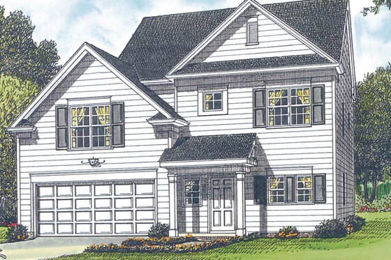 Exterior - Front Elevation for Colonial House Plan #453-67 - 3 bed, 2.5 bath