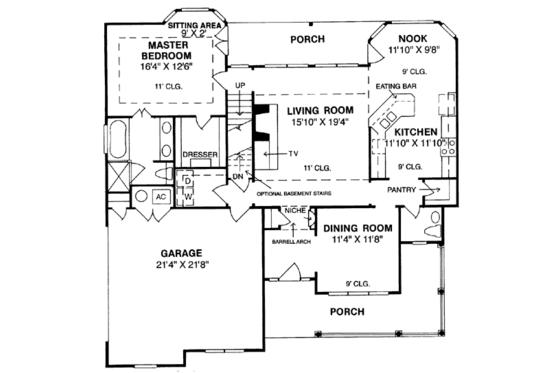 Floor Plan - Main Floor for Traditional House Plan #20-234 - 4 bed, 3.5 bath